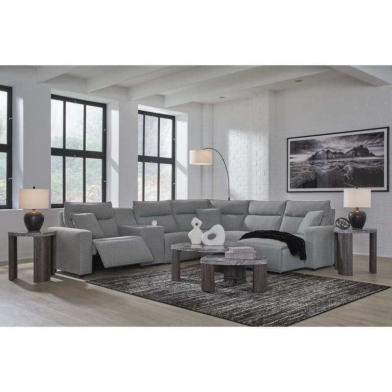 Signature Design by Ashley Modmax Gray 6-Piece Power Reclining Sectional with Chaise - 143" W x 125" D x 41" H