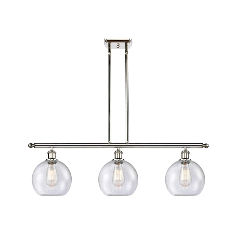 Innovations Lighting Athens 3 Light 36" Island Light - 8" Shade - Polished Nickel/Seedy