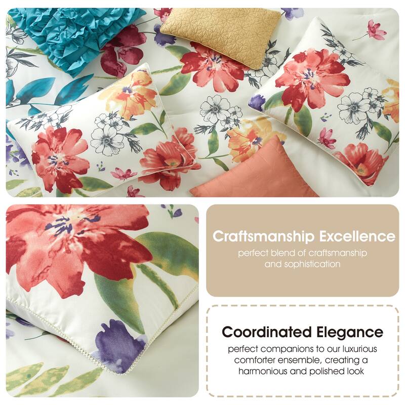 Nanshing Cassia Floral Bouquet 7 Piece Comforter Set
