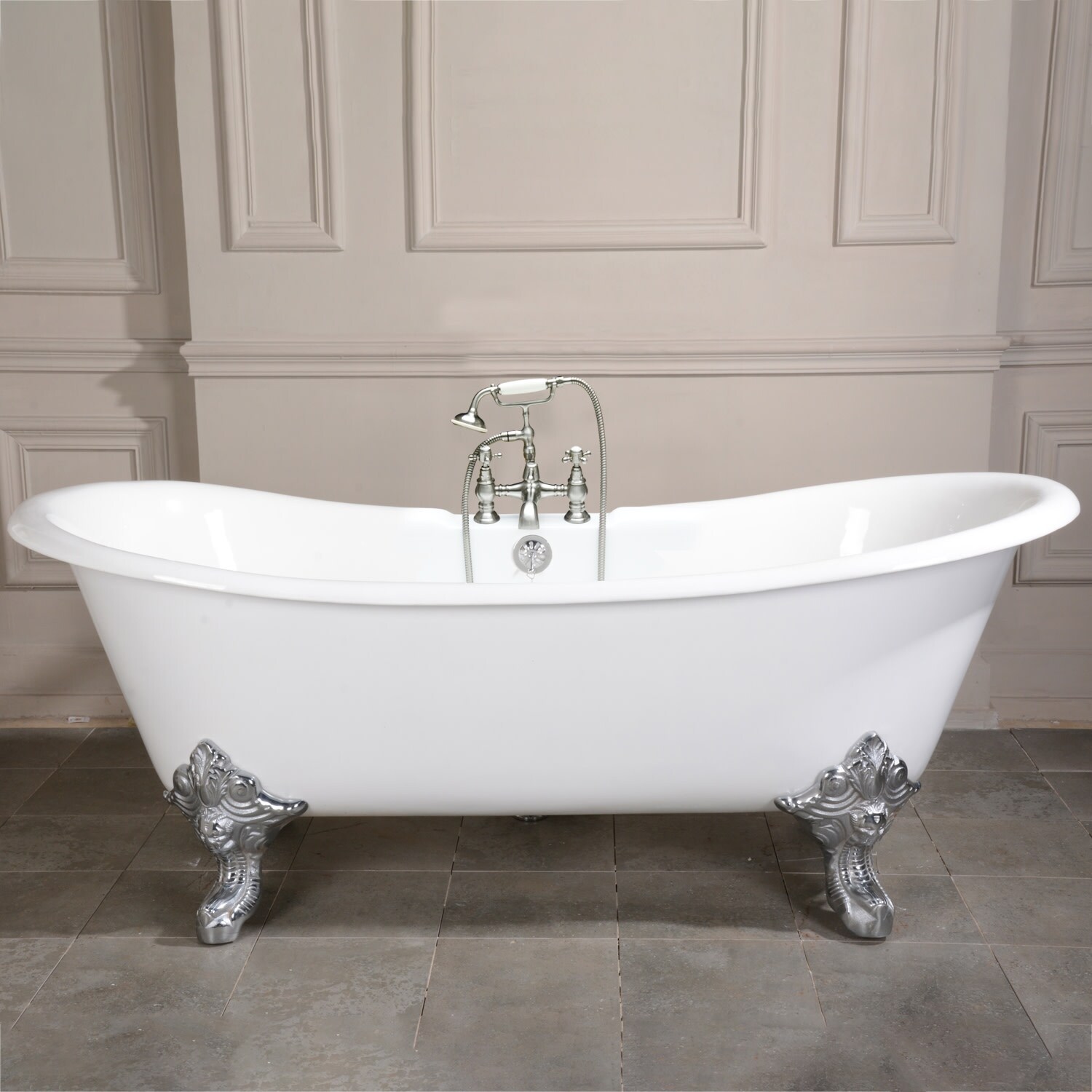 Cast iron double discount slipper clawfoot tub