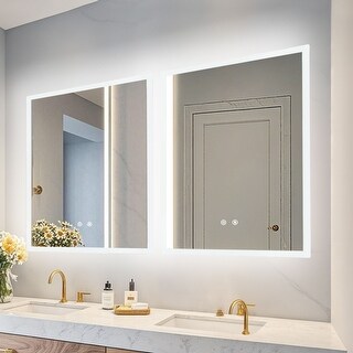 LED Bathroom Mirror with Frosted edge Backlit Lights, Anti Fog - Bed ...