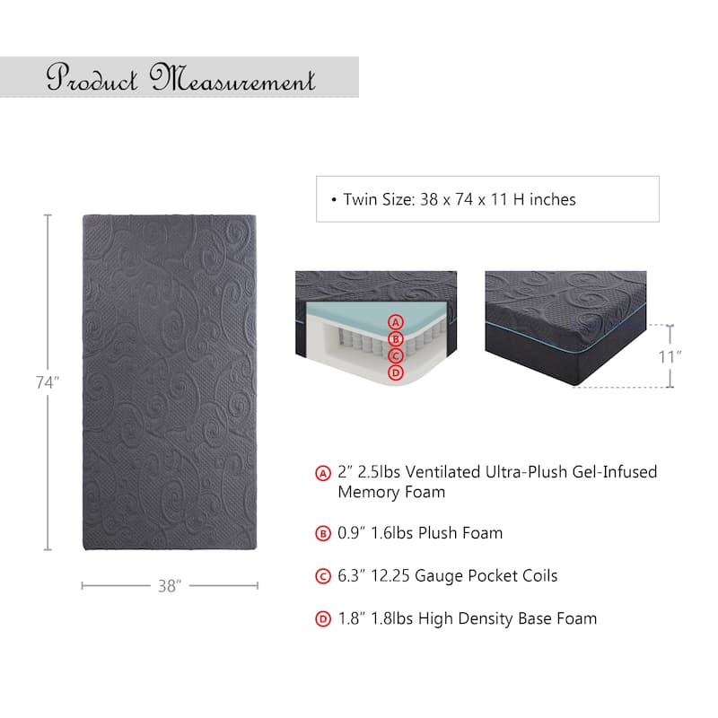 Chanson 11-Inch Gel-Infused Memory Foam Hybrid Mattress