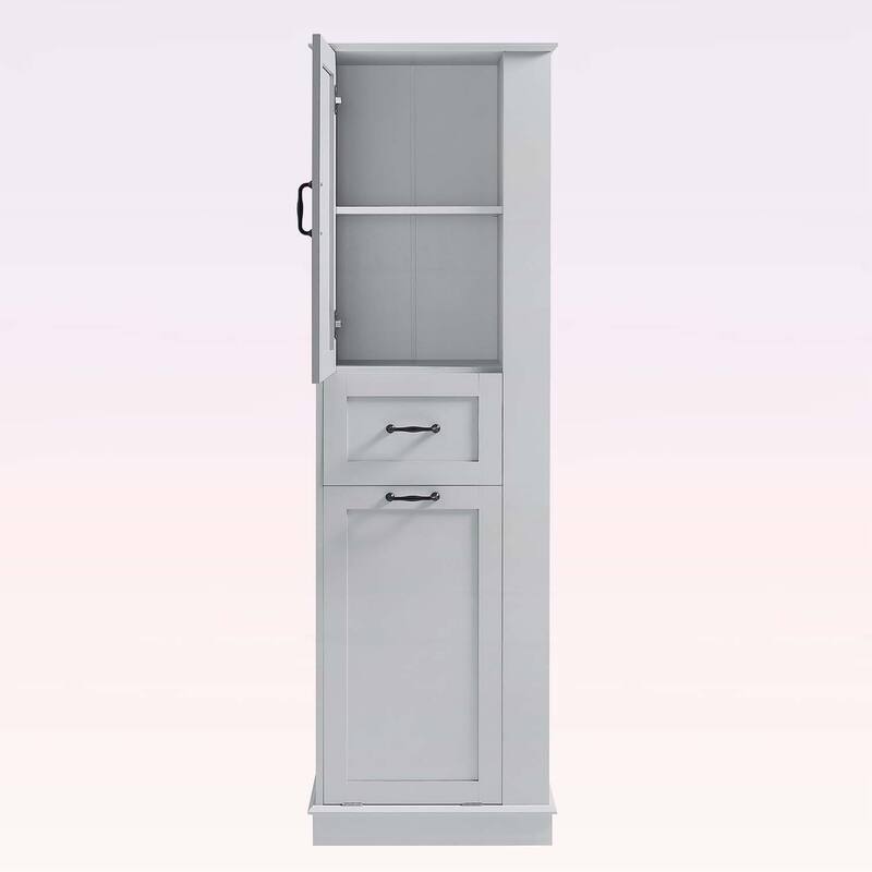 Modern Tall Storage Cabinet with Tilt-Out Compartment,Adjustable Shelves,for Bathroom & Home Organization