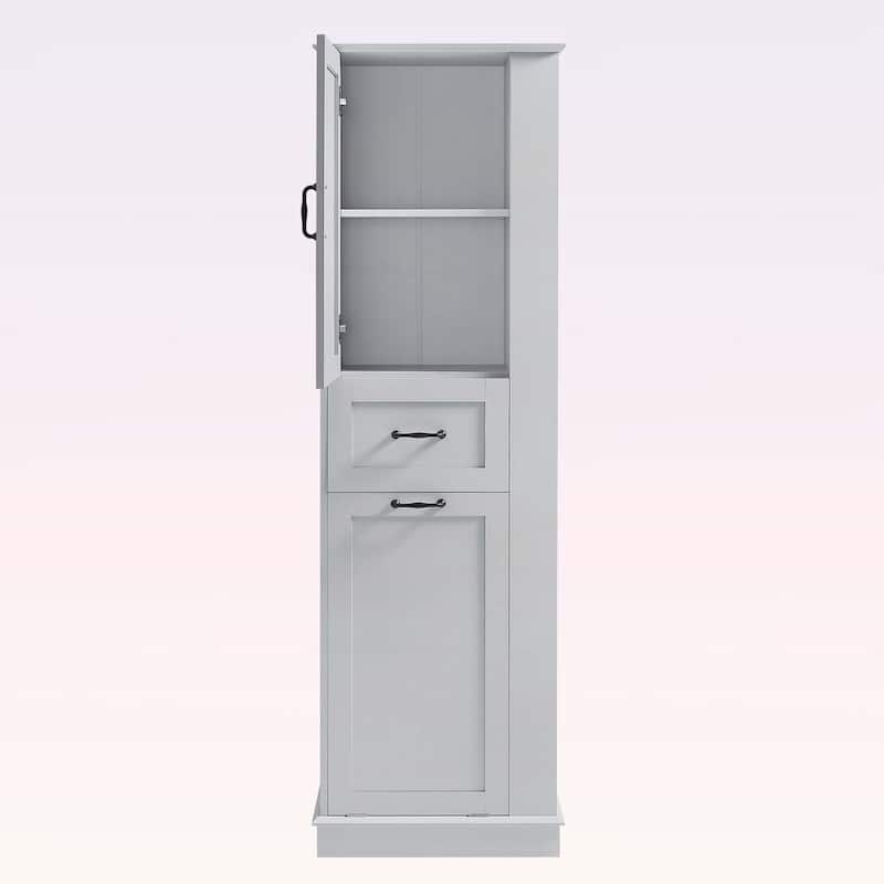 Tall Storage Cabinet with Tilt-Out Compartment,Adjustable Shelves,for Bathroom