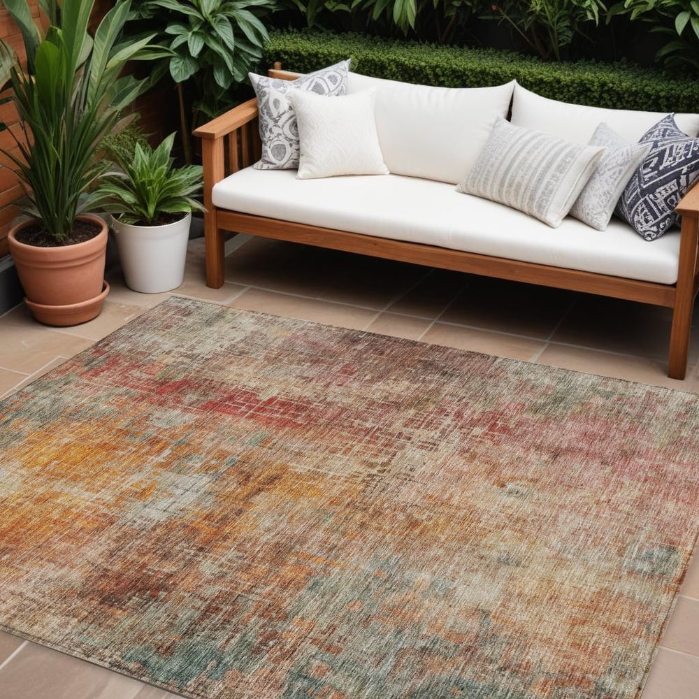 HomeRoots Abstract Transitional Rectangle Outdoor Rug