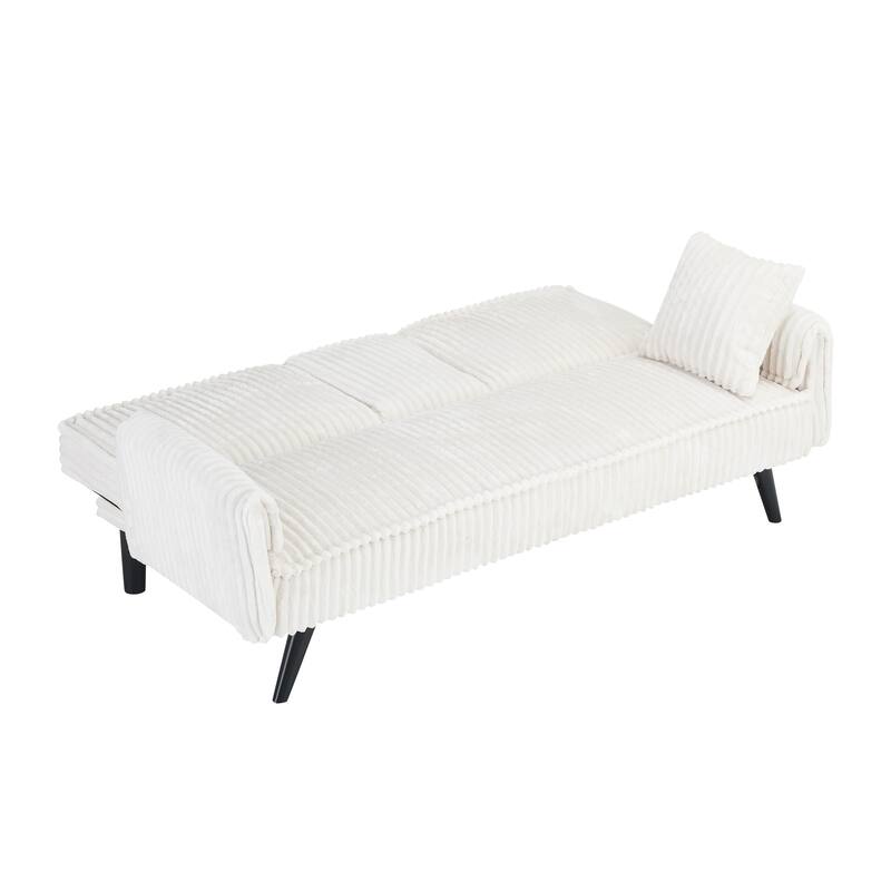 Corduroy Loveseat Sofa with 2 Cup Holder Lounge Couch, Adjustable Backrest Sleeper Sofa Bed for Living Room Recliner Sofa