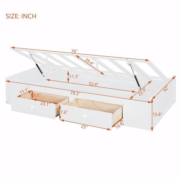 dimension image slide 1 of 4, Twin Bunk Bed with Lift & Storage - Clothing Organizer, Spacious Drawers, Shelving - Ideal for Kids & Teens