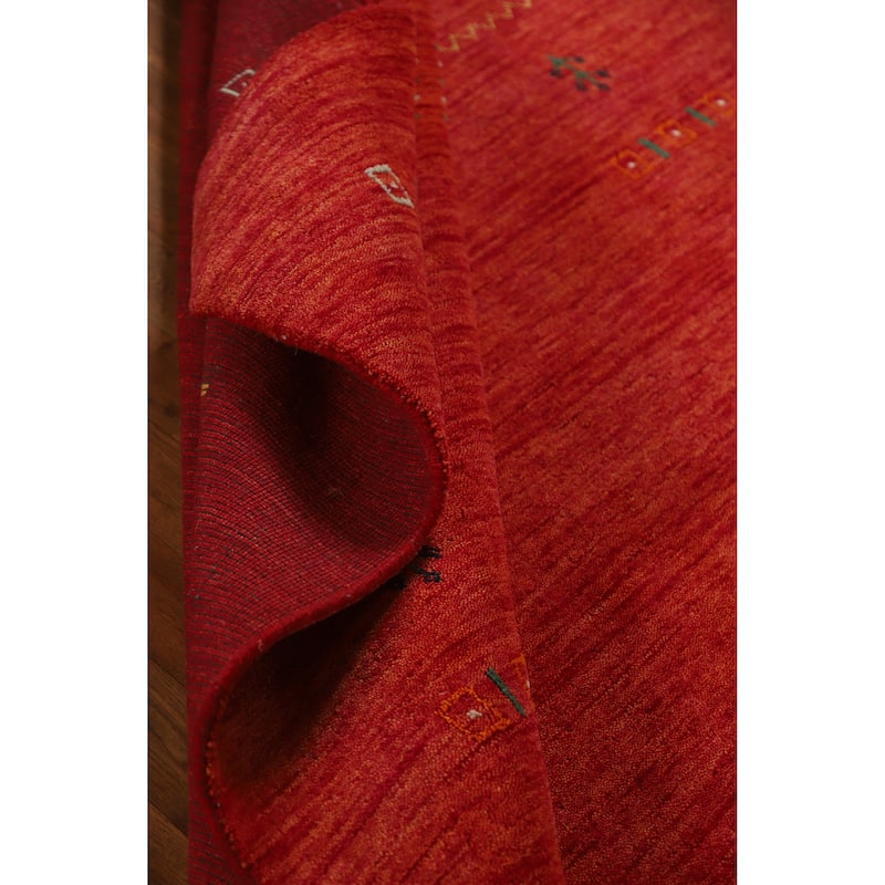 Hand Knotted Oriental 100% Wool Carpet Tribal Animal Pictorial Oranges & Rust Gabbeh Area Rug - 7' 8'' X 5' 5''