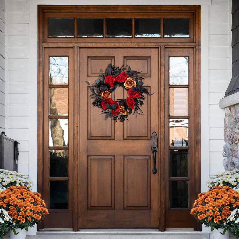 24" Autumn Harvest Mixed Berry, Pine Nut Thanksgiving Wreath - Unlit