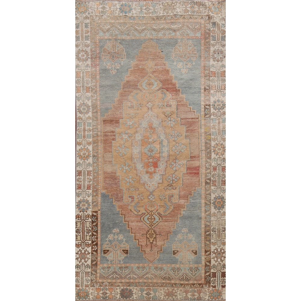 Antique Anatolian Turkish Oriental Area Rug Hand-knotted Wool Carpet - 3'6" x 7'7"