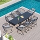 preview thumbnail 27 of 32, 7/9/11PC Outdoor Aluminum Expandable Patio Dining Sets Table with Wicker Chair Grey - 9PC(41.3-82.7in)