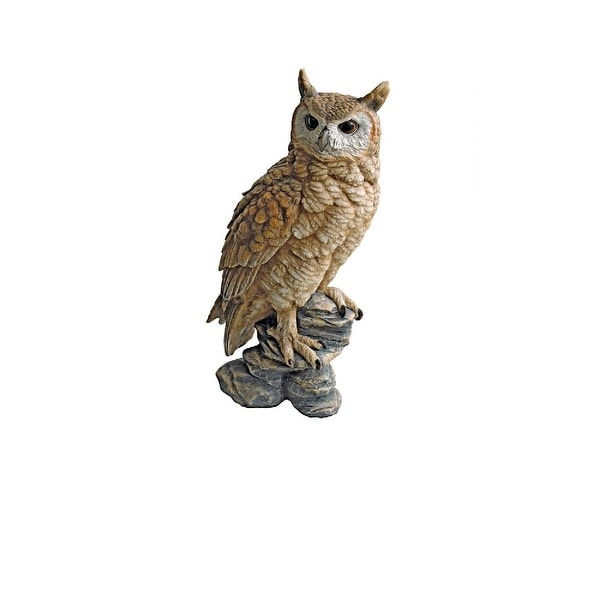 17" Forest Owl Perched on a Rock Garden Statue. Opens flyout.
