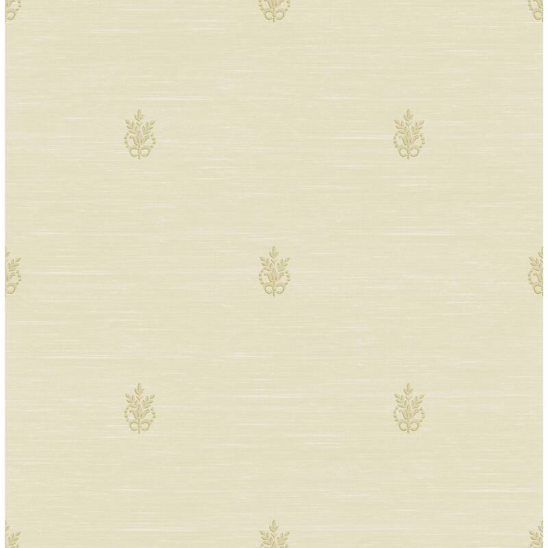 Seabrook Designs Willow Fleur De Lis Unpasted Wallpaper - 20.5 in. W x 33 ft. L - Metallic Cream