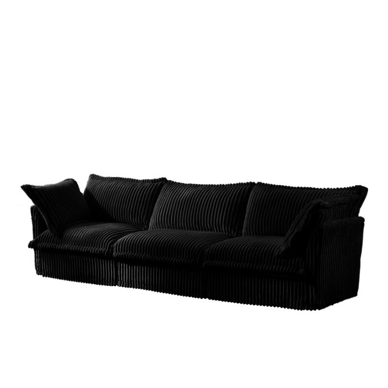 120" Corduroy Upholstered Sectional Sofa Couch with Multiple Pillows
