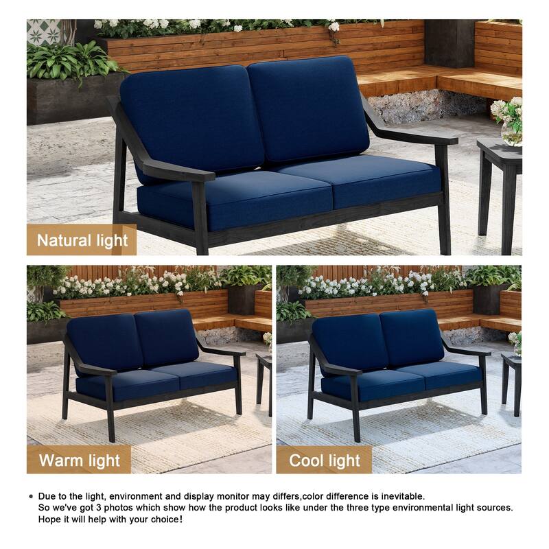 Solid Wood Outdoor Arm Chair Loveseat with Cushion