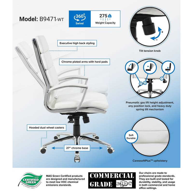 Boss CaressoftPlus Chrome Finish Executive Chair