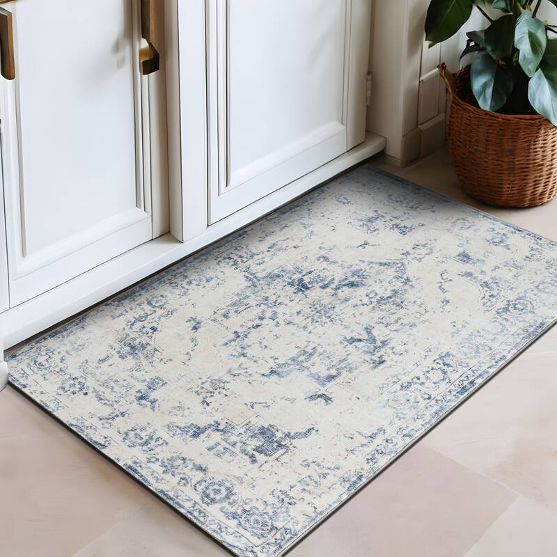 World Rug Gallery Traditional Vintage Distressed Washable Non Slip Area Rug