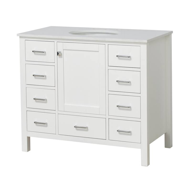 KitchenBathCollection Horizon 42" Bathroom Vanity with Engineered White Top