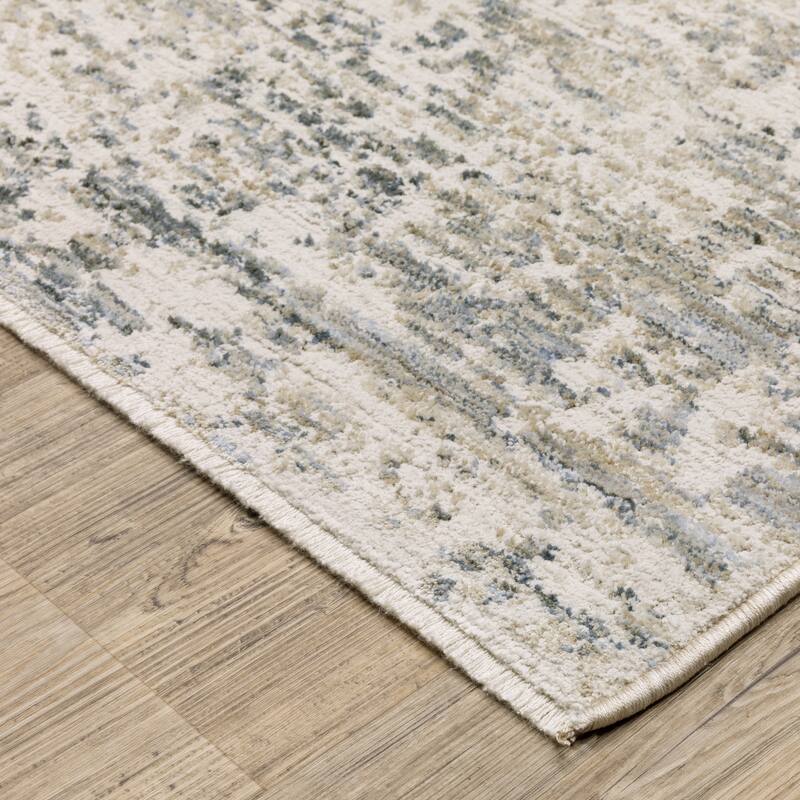 Sienna Distressed Abstract Grey/ Blue Area Rug