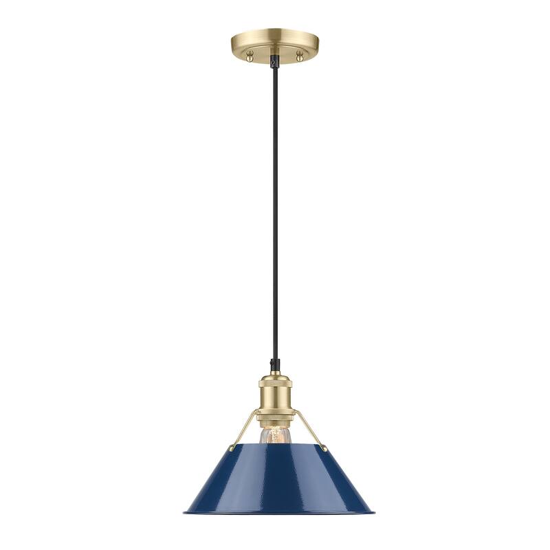 Orwell 10" Wide Medium Pendant in Brushed Champagne Bronze with Matte Navy - Gold