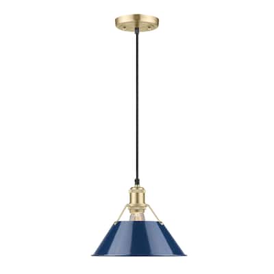 Orwell 10" Wide Medium Pendant in Brushed Champagne Bronze with Matte Navy - Gold