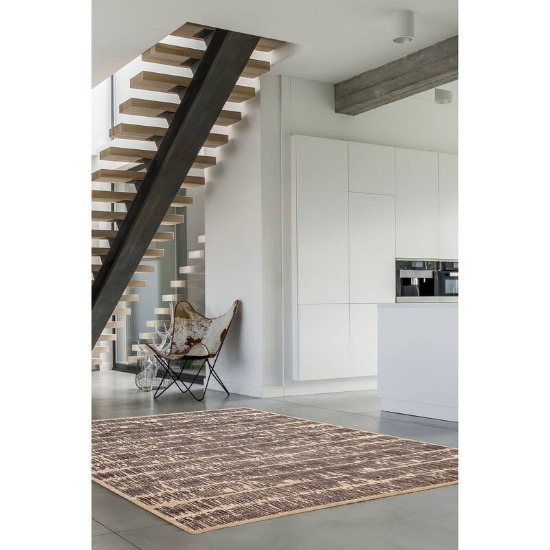 ECARPETGALLERY Hand Loomed Elysian Dark Grey Wool Rug - 8'1 x 10'1