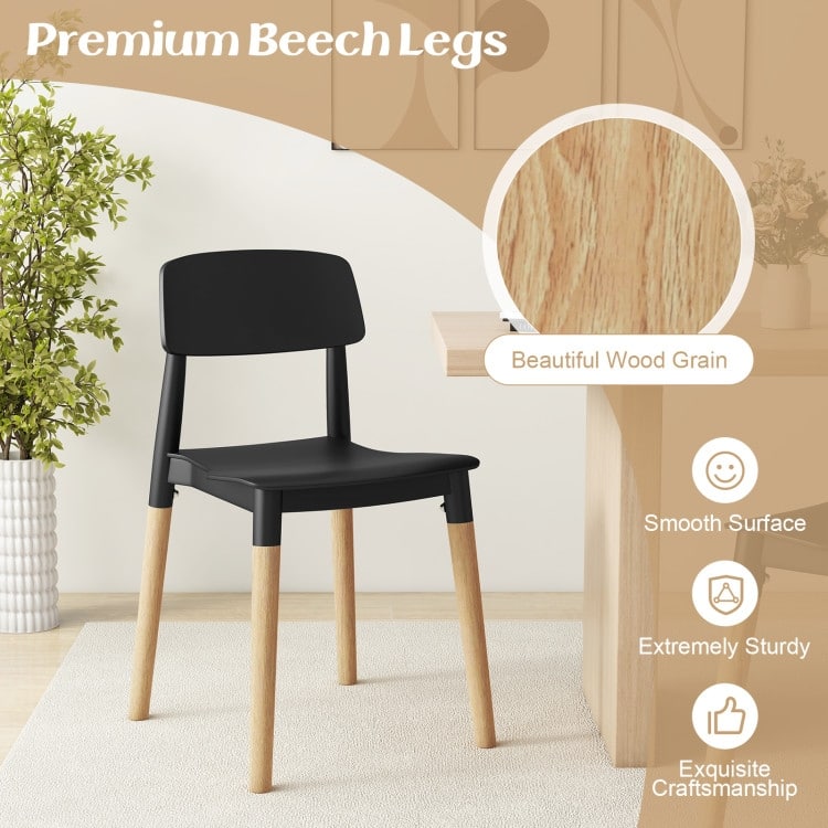Set of 4 Sleek and Comfortable Dining Chairs with Ergonomic Design and Solid Beech Wood Legs - 19.5"L x 17"W x 30"H