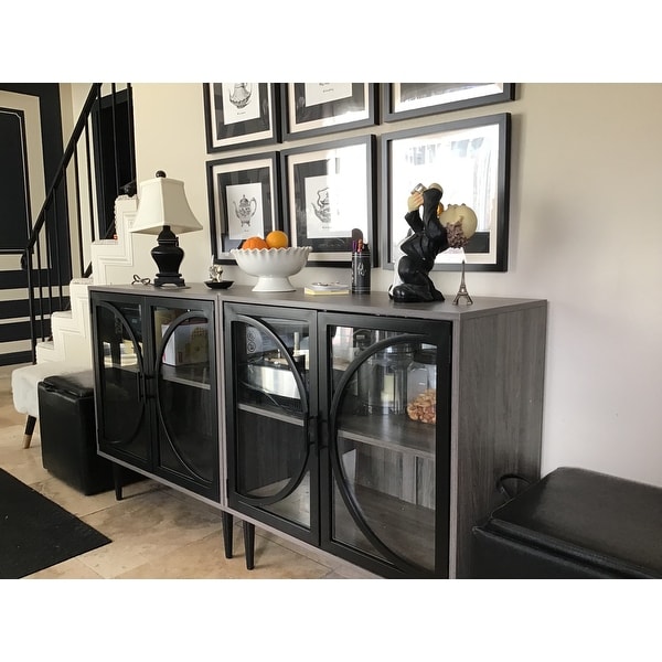 Delano glass top door cabinet