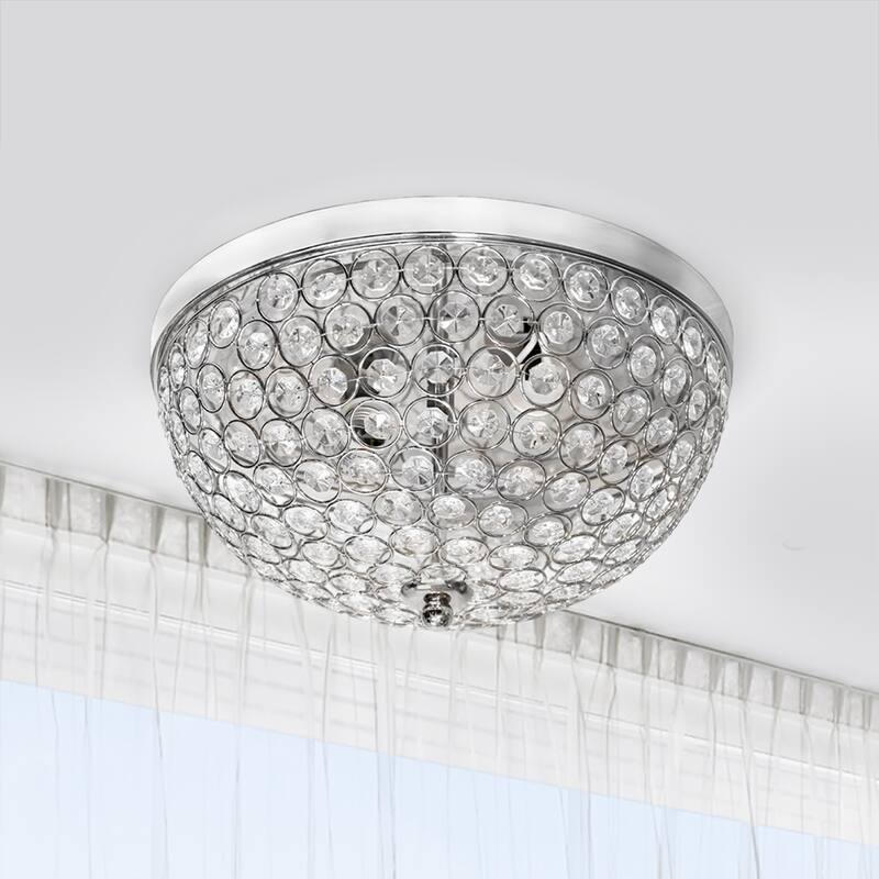 2 Light Flush Mount Ceiling Light - Chrome Finish Modern Chandelier - 6.5