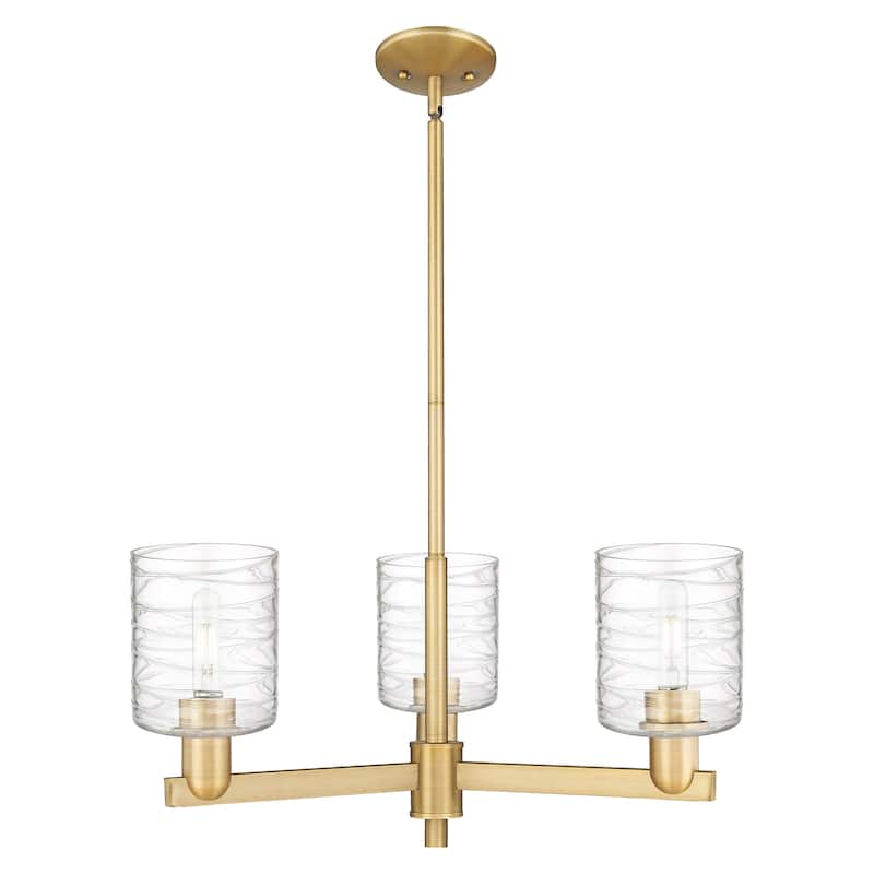 Innovations Lighting Endless Possibilities Arcadia - Cobbleskill - 3 Light 27" Stem Hung Chandelier - Deco Swirl/Brushed Brass