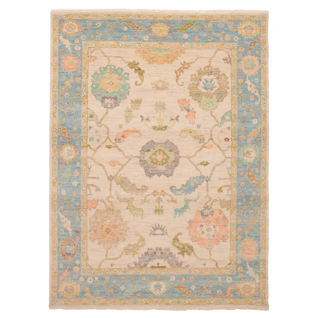 ECARPETGALLERY Hand-knotted Modern Oushak Ivory Wool Rug - 7' 11" x 10' 6"