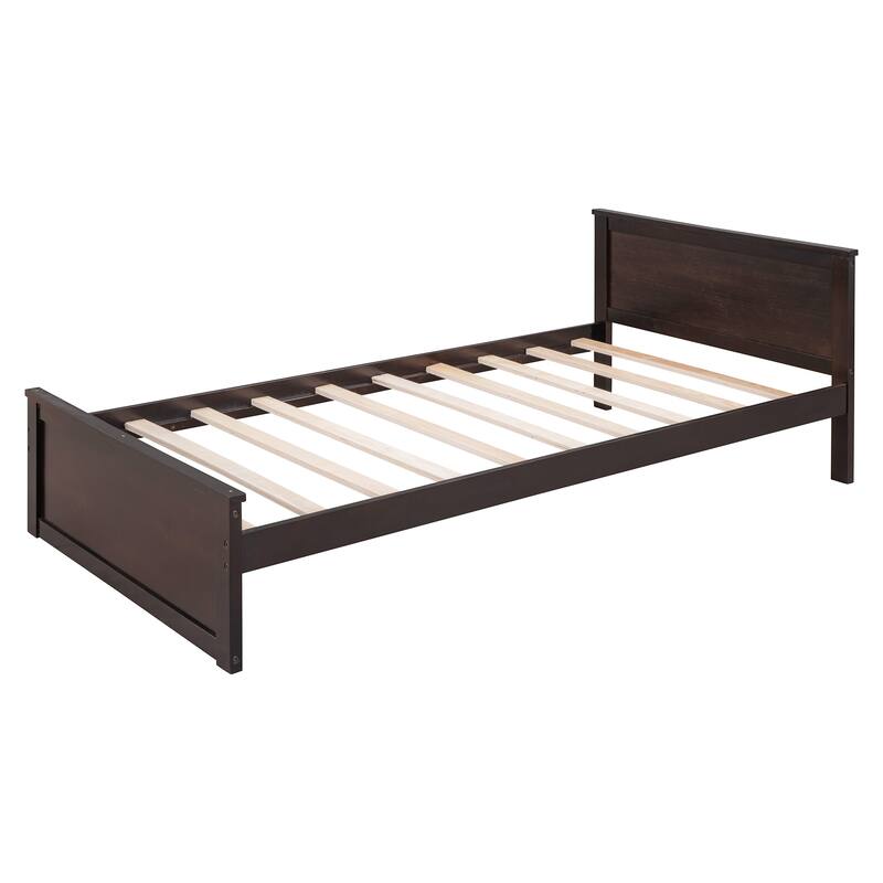 Space-Saving Full Size Loft Bed with Twin Bed, Shelves, Desk, and Wardrobe in Espresso