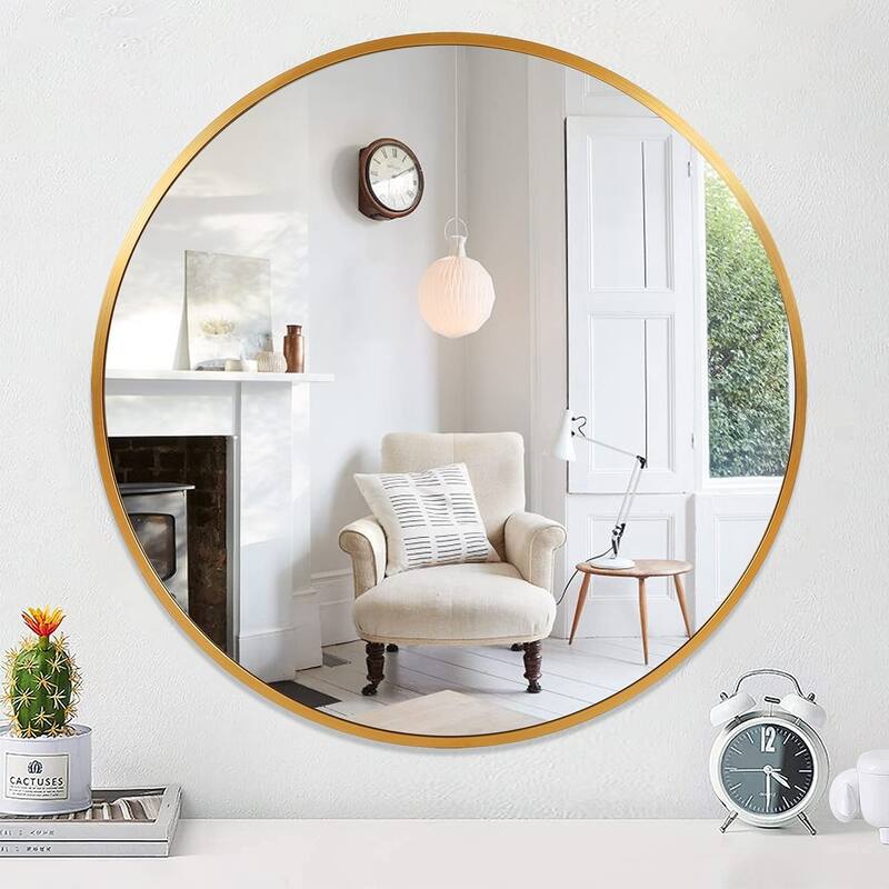 Lumioca Aluminum Alloy Frame Circle Mirror Wall Mounted for Bedroom Bathroom