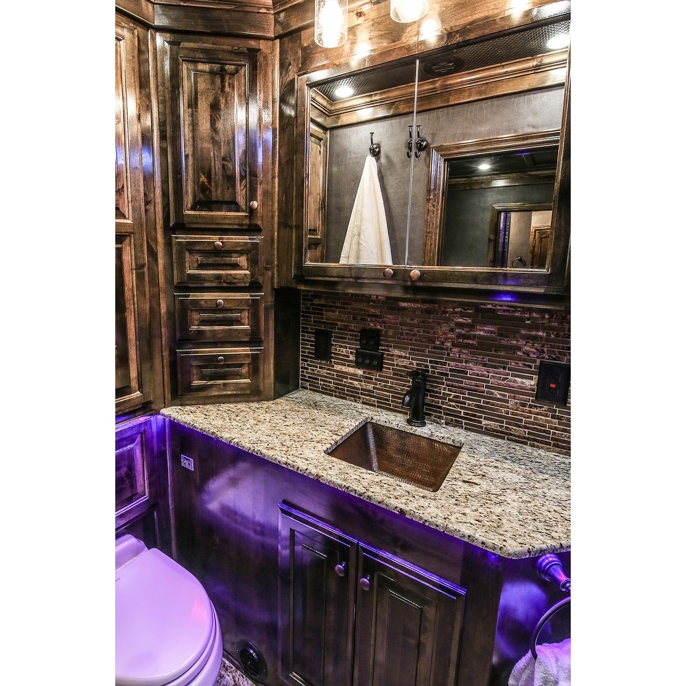15-in Square Under Counter Hammered Copper Bathroom Sink (LSQ15DB)