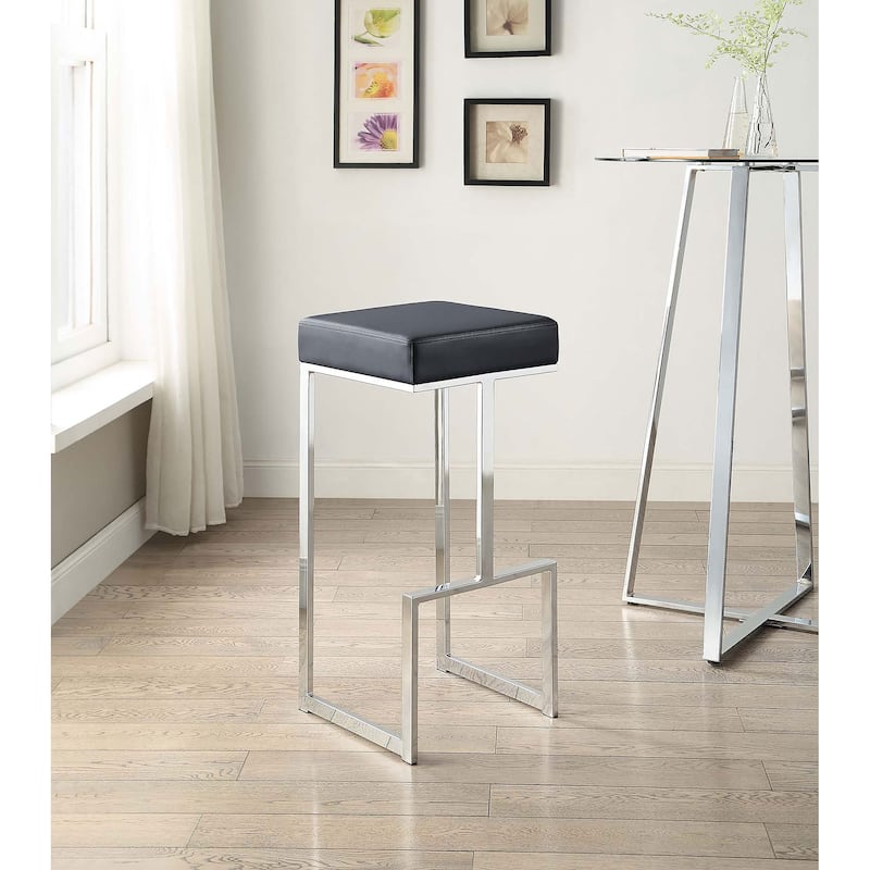 Gervase Contemporary Square Backless Stool Chrome