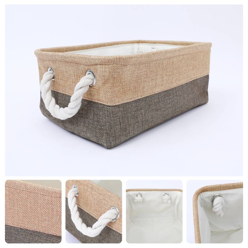 Collapsible Storage Basket Bin with Handle, Fabric Storage Cube for Shelves Closet Organizing Clothes Books - Coffee/Brown - 14*10*6.5in