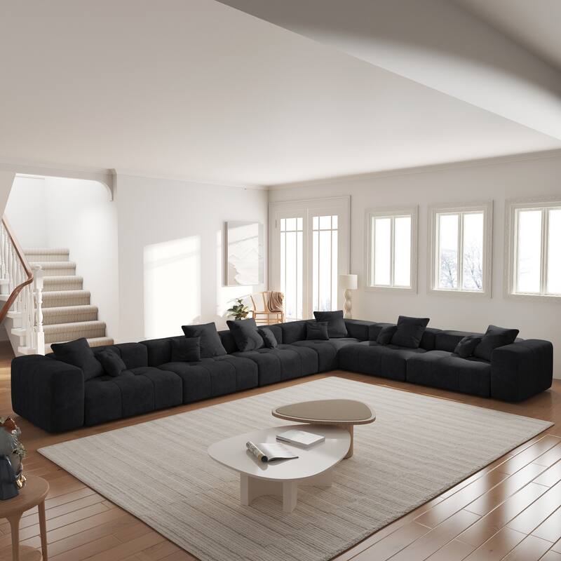 183''W Large Linen Corner Sectional Couch for Living Room Sofa Set ...