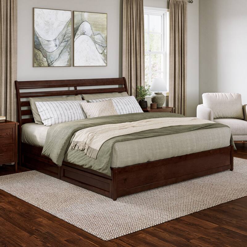 Emelie Platform Bed with Panel Footboard and Storage Drawers