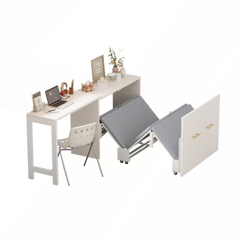 Twin Size Murphy Cabinet Bed with Adjustable Position Desk