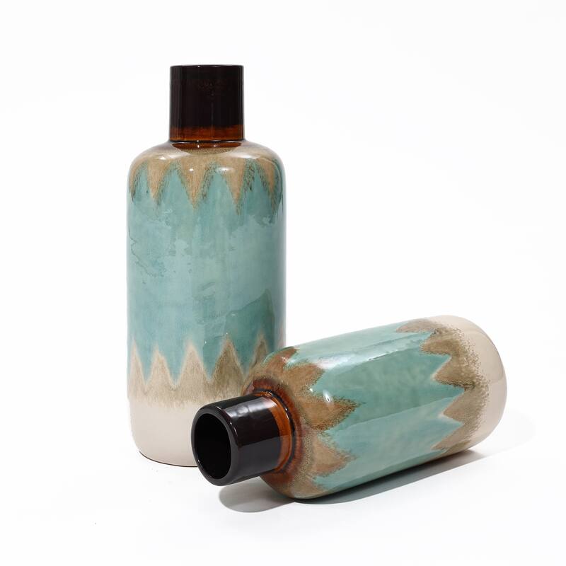 2-Piece Ocean Ombre Stoneware Vase Set