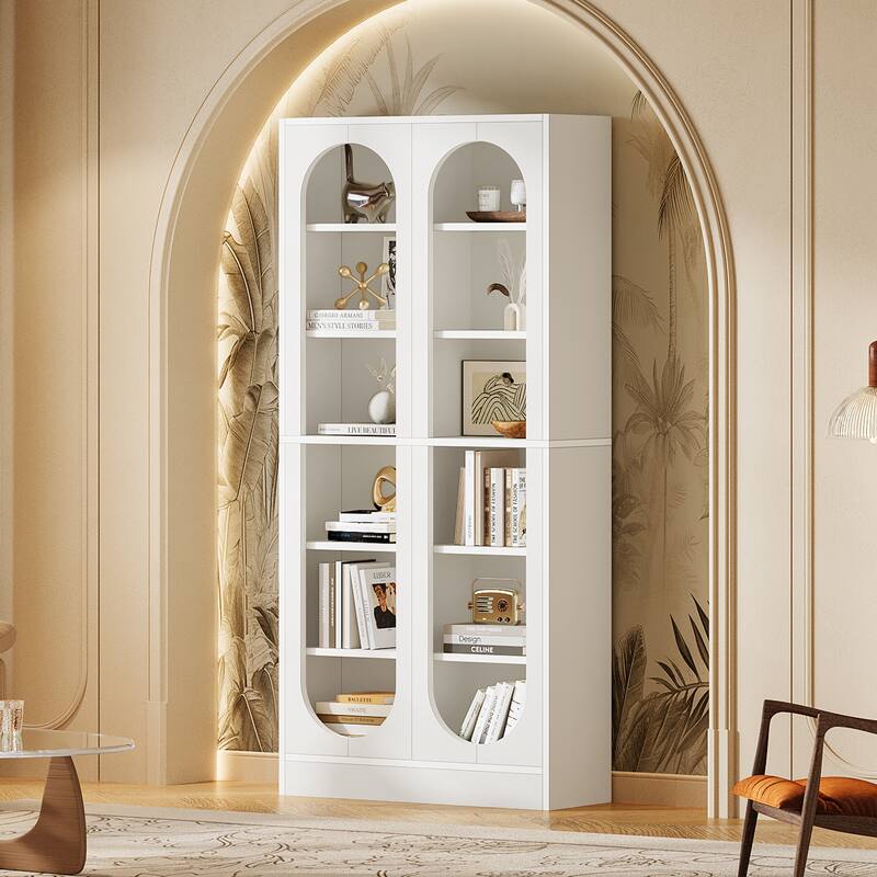 70.9" White Bookcase, 6-Tier Tall Bookshelf with 12 Compartments