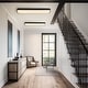 preview thumbnail 2 of 11, Rennnsan 1-Light Modern Matte Black Rectangular Integrated LED Flush Mount Light - 35.4 in. W