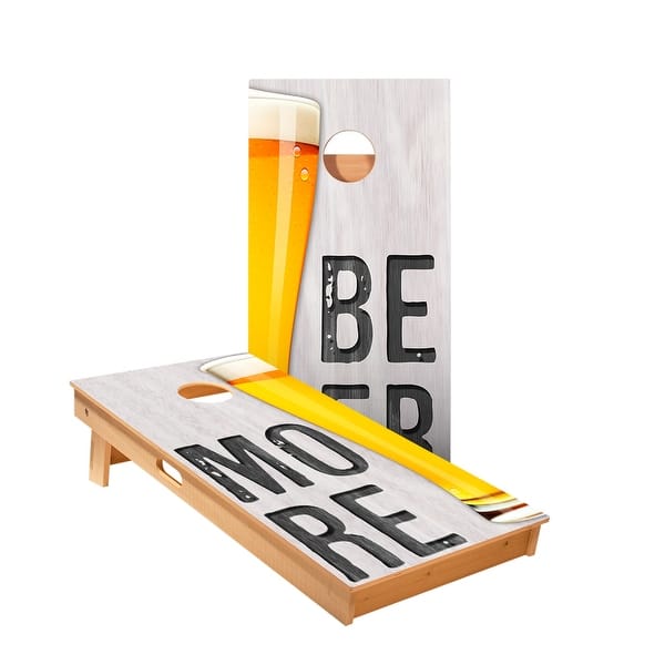slide 2 of 5, More Beer Cornhole Boards NO Bags - Add Board Lights