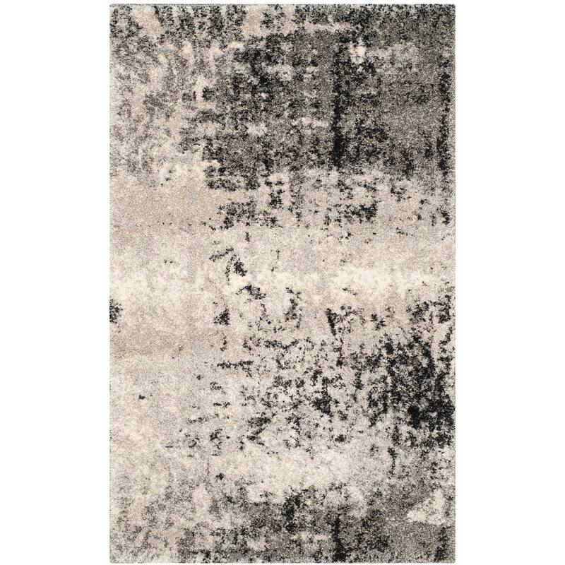SAFAVIEH Retro Delle Distressed Modern Abstract Rug - 2'6" x 4' - Light Grey/Grey