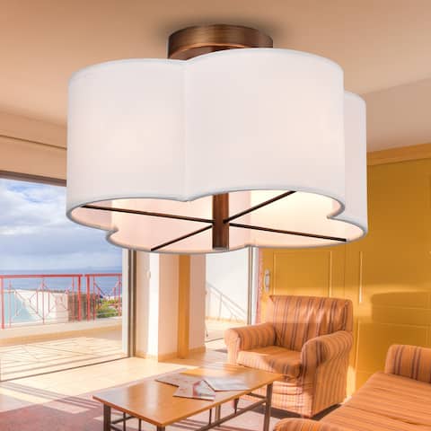 Polst Antique Copper 4-Light Clover Semi-Flush Ceiling Lamp