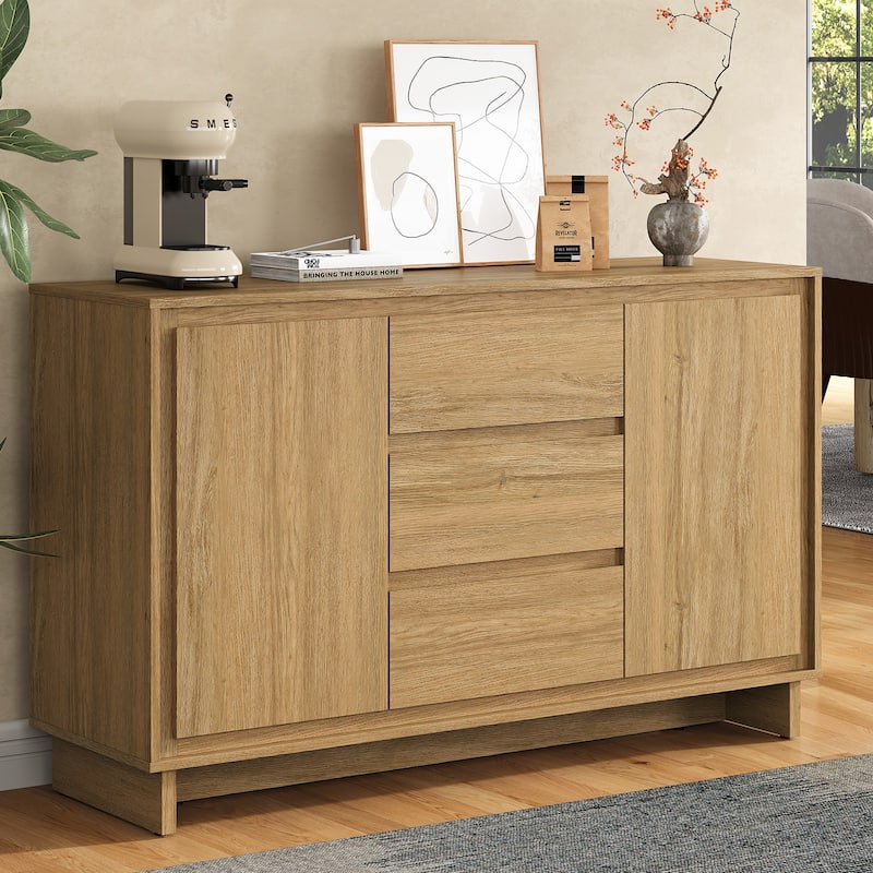 Modern Storage Cabinet with 2 Doors, 3 Drawers & Framed Edge Design - N/A