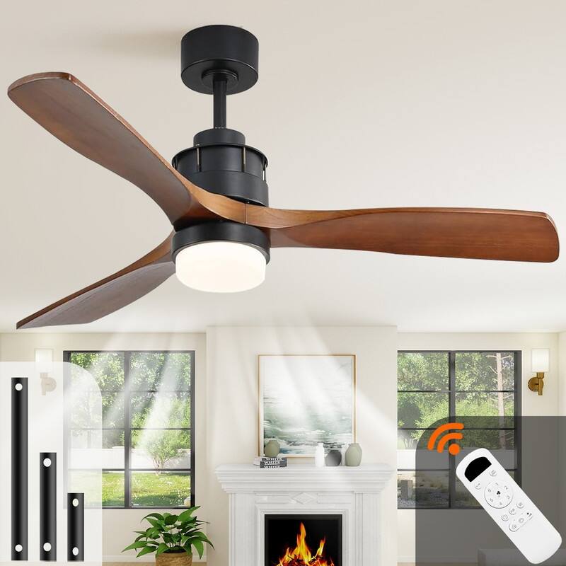 60" Black & 52" White Ceiling Fans with LED Light & Reversible DC Motors - 60 Inch - Black