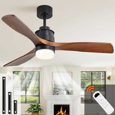 60" Black & 52" White Ceiling Fans with LED Light & Reversible DC Motors