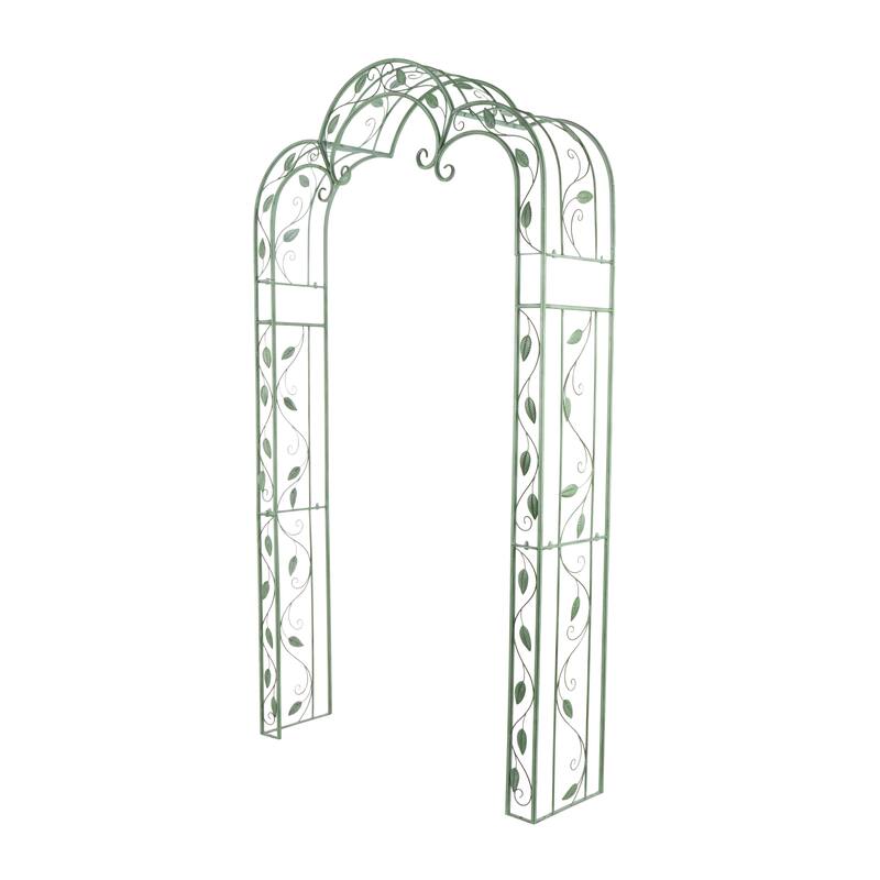 Metal Arched Leaf Vine Garden Arbor - Green - Roche River Decor