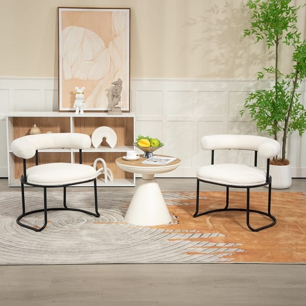 Modern Set of Dining Chairs with Curved Back, Round Soft